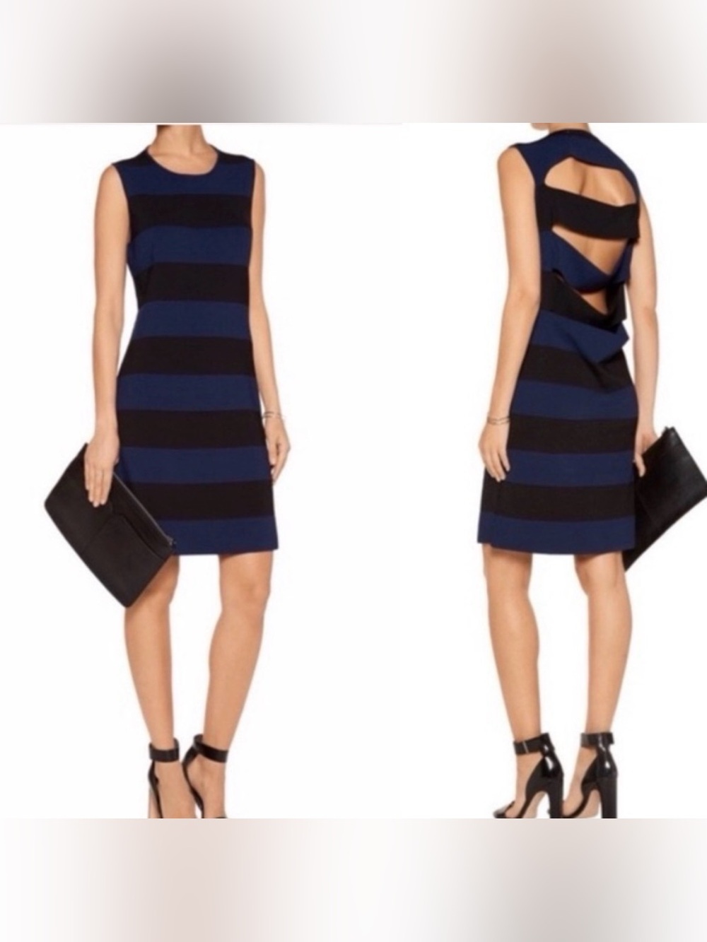 Derek Lam 10 Crosby Cutout Striped Knitted Dress S